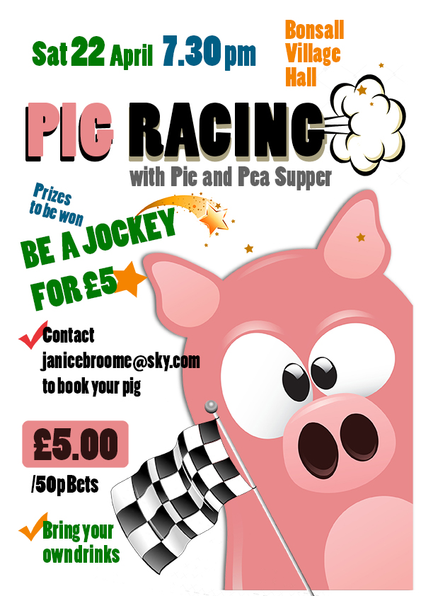 Pig Race Fundrasing Event Poster